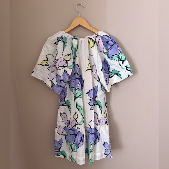 Women's Flutter Short Sleeve Mini Poplin Dress - A New Day™ White/Purple Floral - Picture 6 of 6